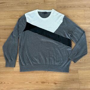 INC International Concepts Womens Colorblock Faux Suede Leather Sweater Sz XXL